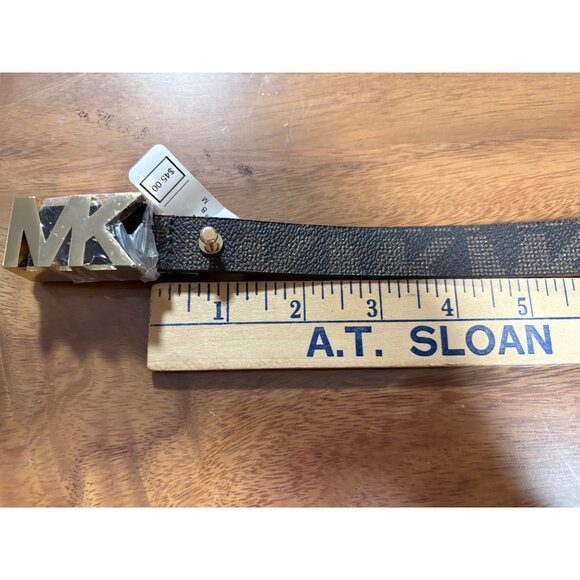 MK MICHAEL KORS SYNTHETIC LEATHER BROWN CLASSIC WOMENS BELT SIZE MEDIUM - Picture 7 of 8